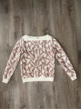 Reiss Cream Sweater with Dusty Rose Leaf Print